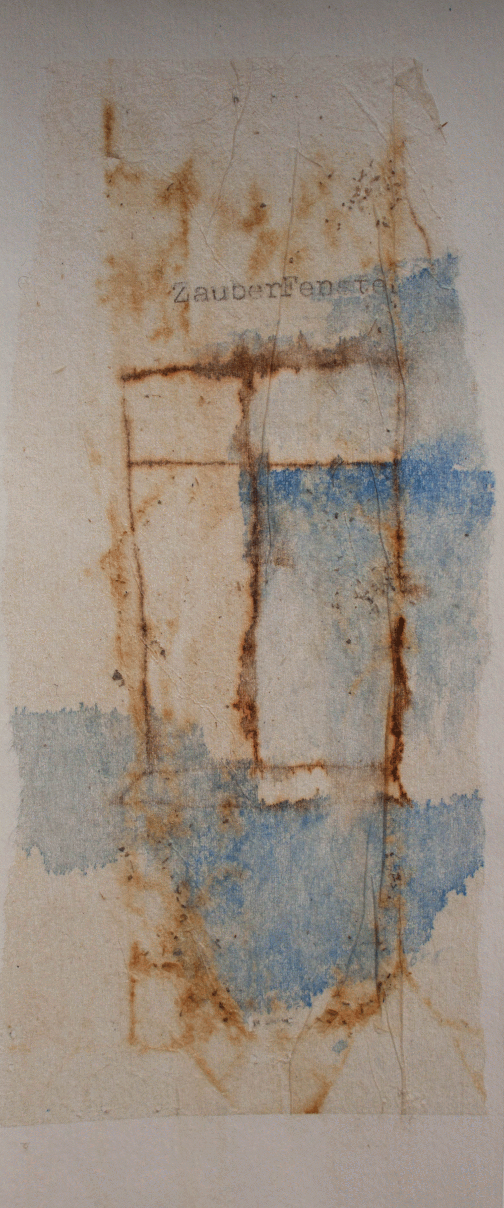 ZauberFenster | 2012 | watercolor and typewriter on used teabag