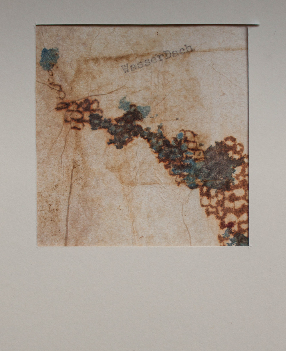 WasserDach | 2010 | watercolor and typewriter on used teabag